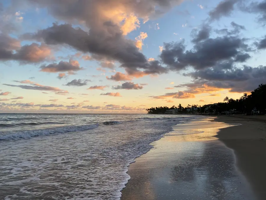 Sunset over the waves at Cabarete beach